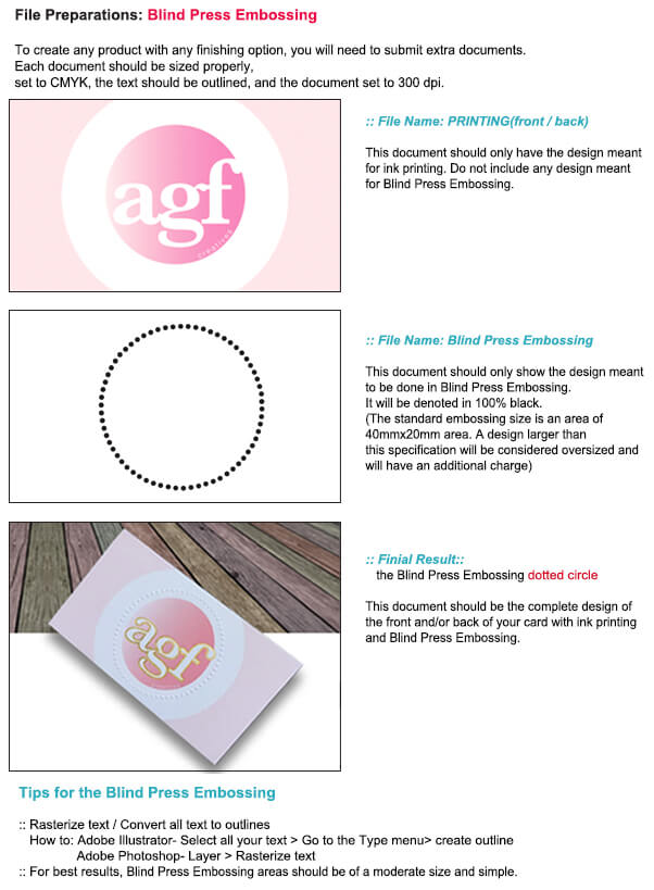 Blind Press Embossing File Preparations
